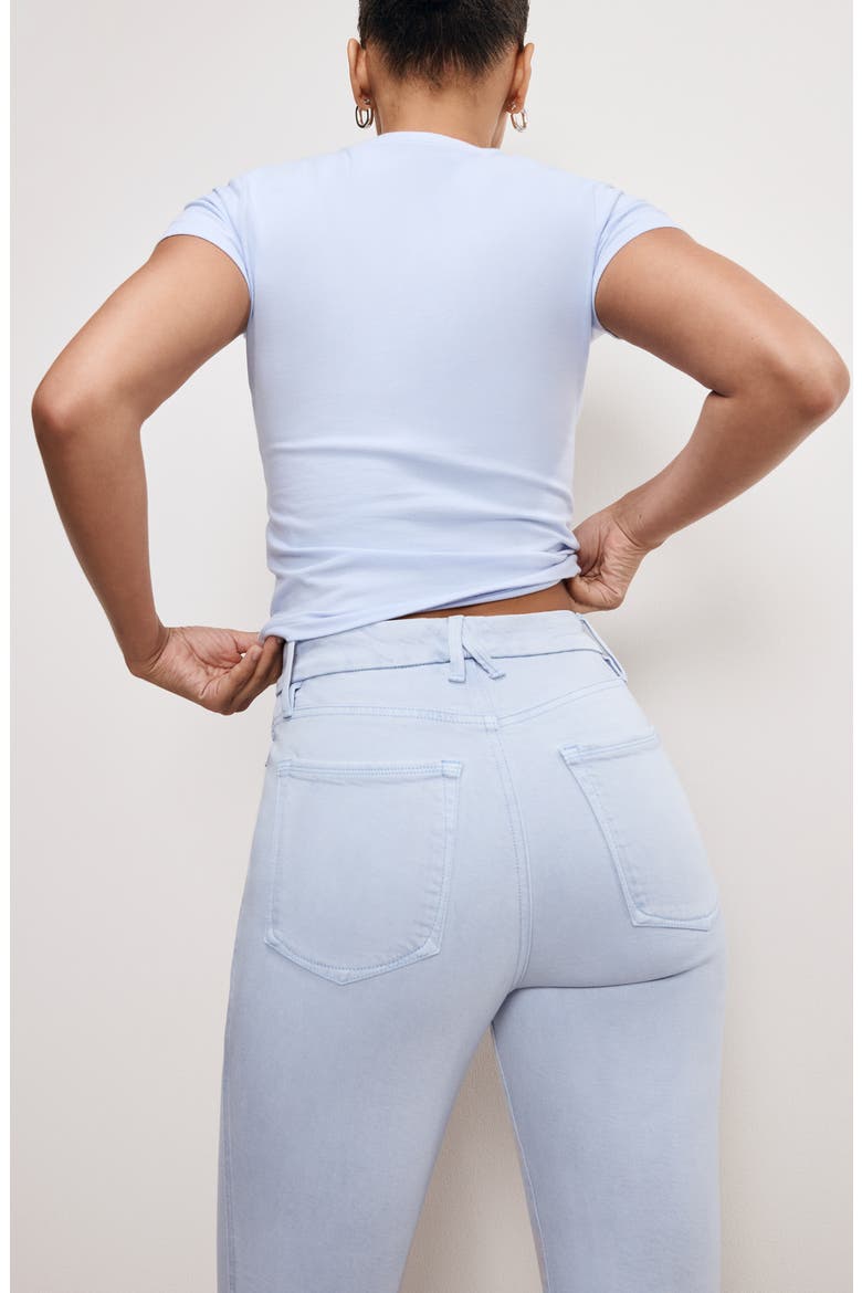 Soft-Tech Good Curve Frayed High Waist Ankle Straight Leg Jeans, Alternate, color, WINTER SKY001