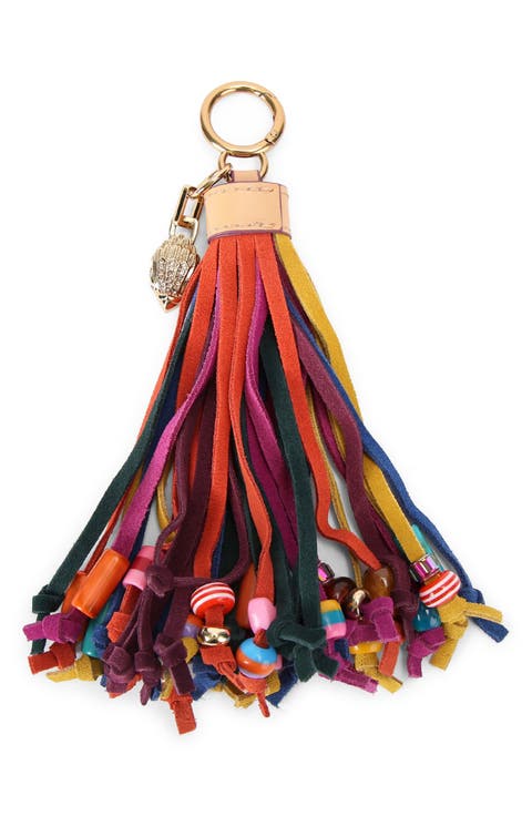 Leather Beaded Tassel Charm