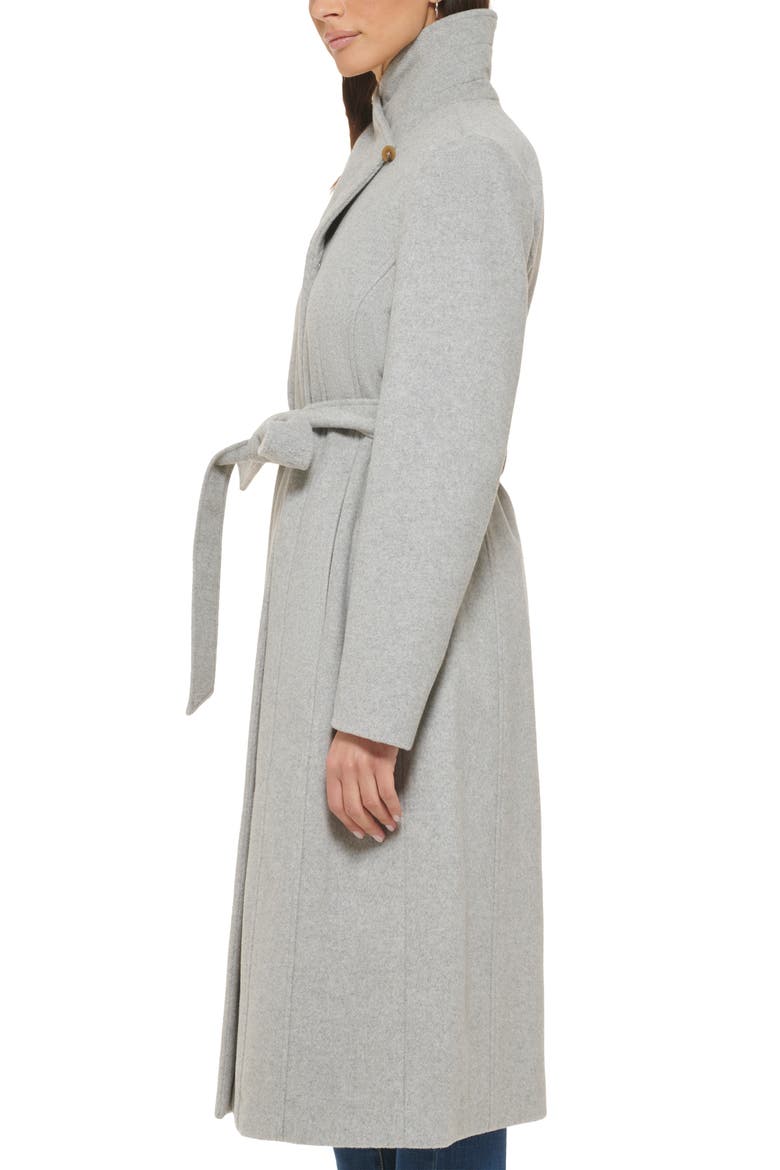 Women's Slick Belted Long Coat, Alternate, color, LIGHT GREY