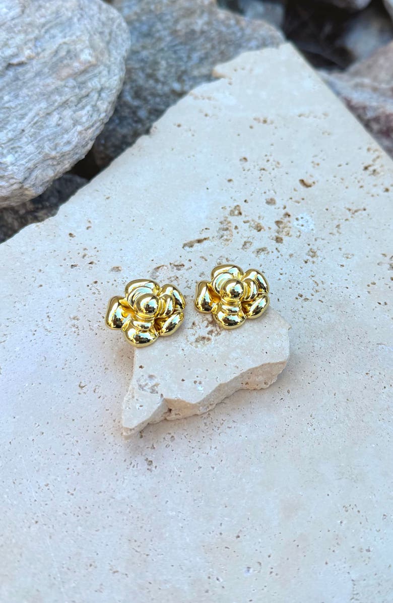 Adornia 14K Gold Plated Carnelian Flower Stud Earrings, Alternate, color,