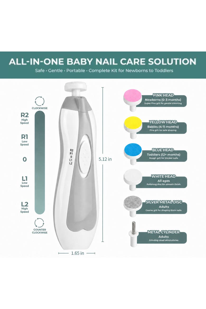 Electric Baby Nail Trimmer Gentle Care Kit, Alternate, color, Gray