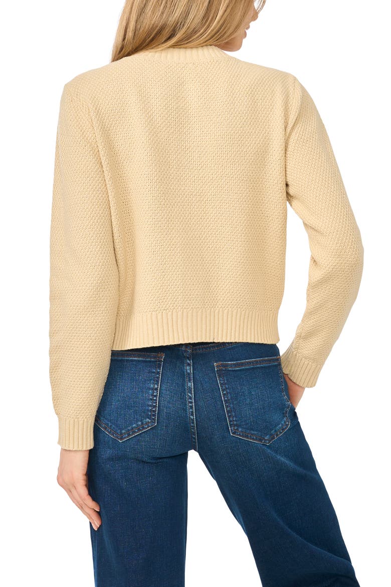 Embroidered Cotton Blend Cardigan, Alternate, color, BAMBOO BEIGE