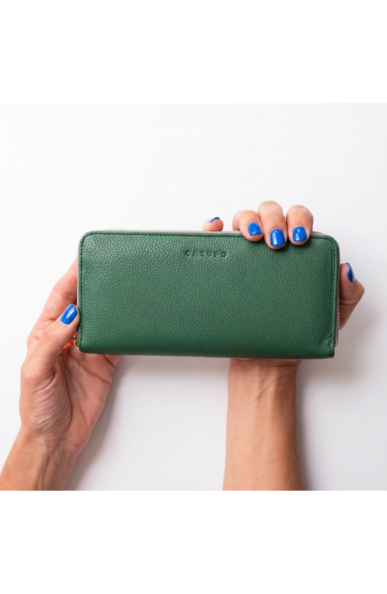 Casupo Large Zipper Wallet with Detachable Key Ring, Main, color, Green