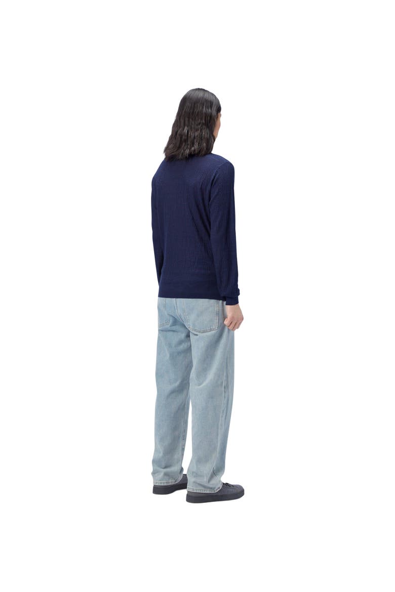 Lightweight Silk Cashmere Textured Sweater, Alternate, color, navy blazer