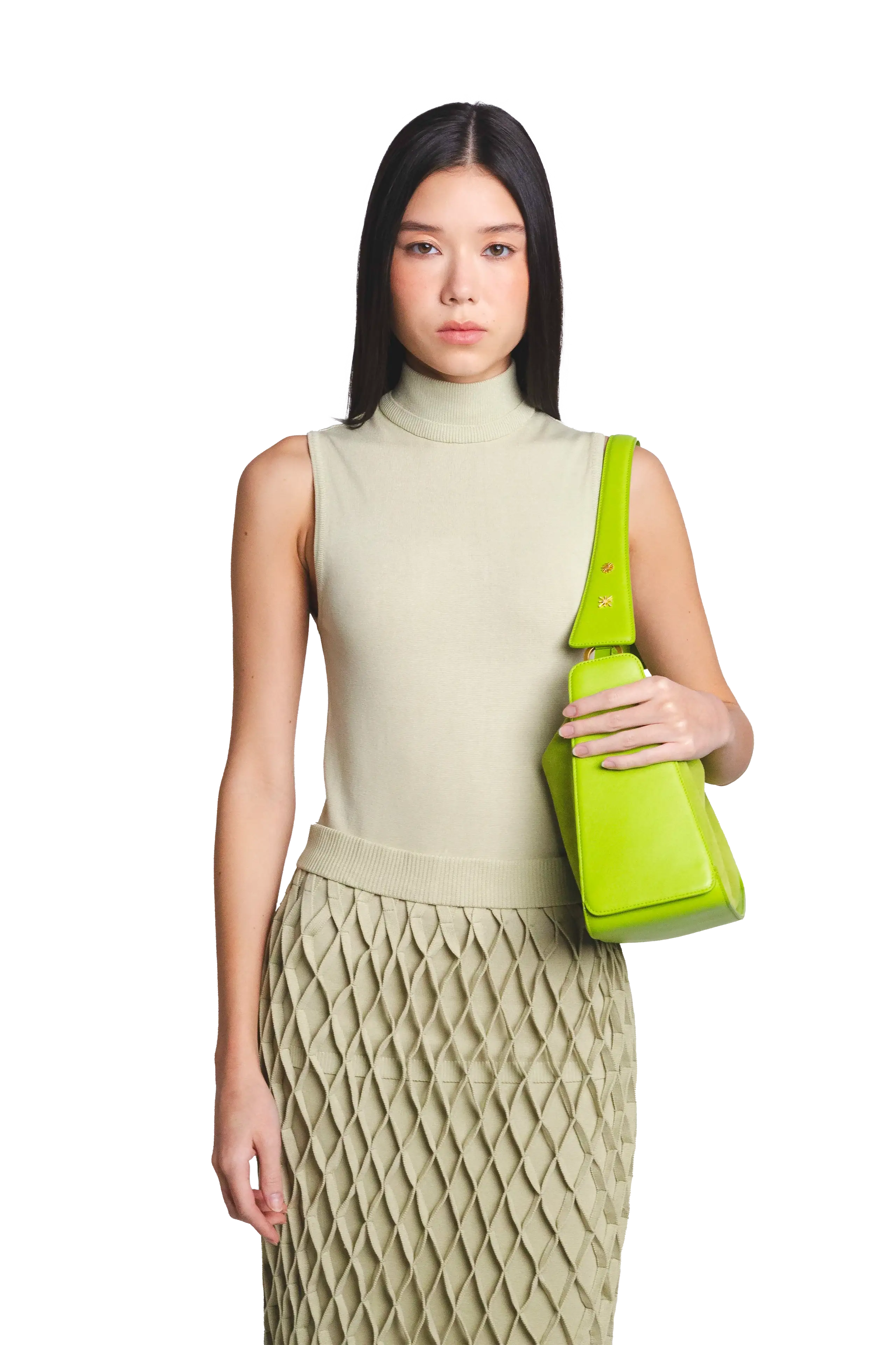 10AM Maxi Leather Shoulder Bag, Alternate, color, Lemon Green