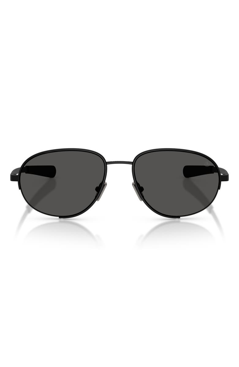 Moncler Circuit 56mm Oval Sunglasses, Main, color, Matte Black / Solid Grey