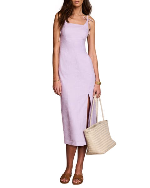Linen Bow Detail Midi Dress