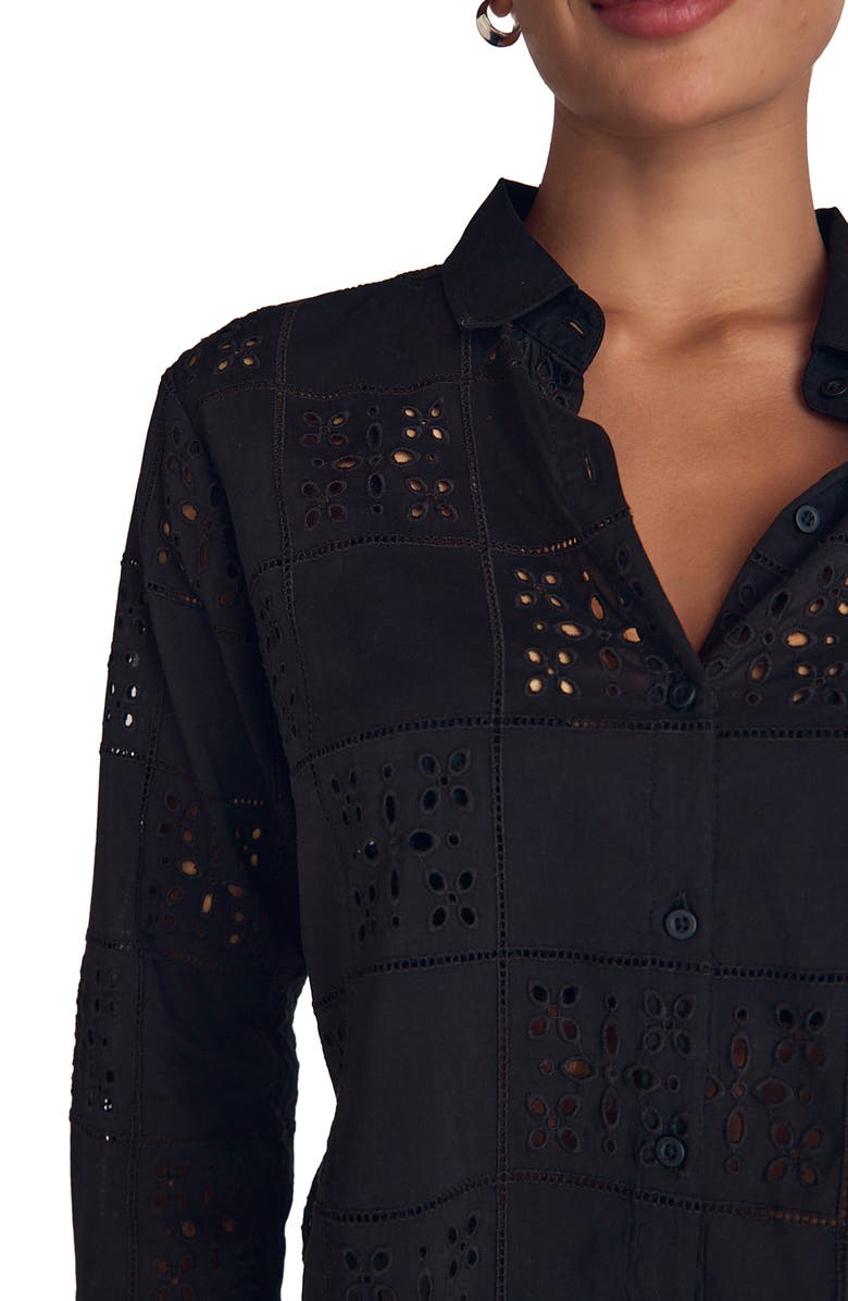 Bella Dahl Embroidered Eyelet Button-Up Shirt, Alternate, color, Black