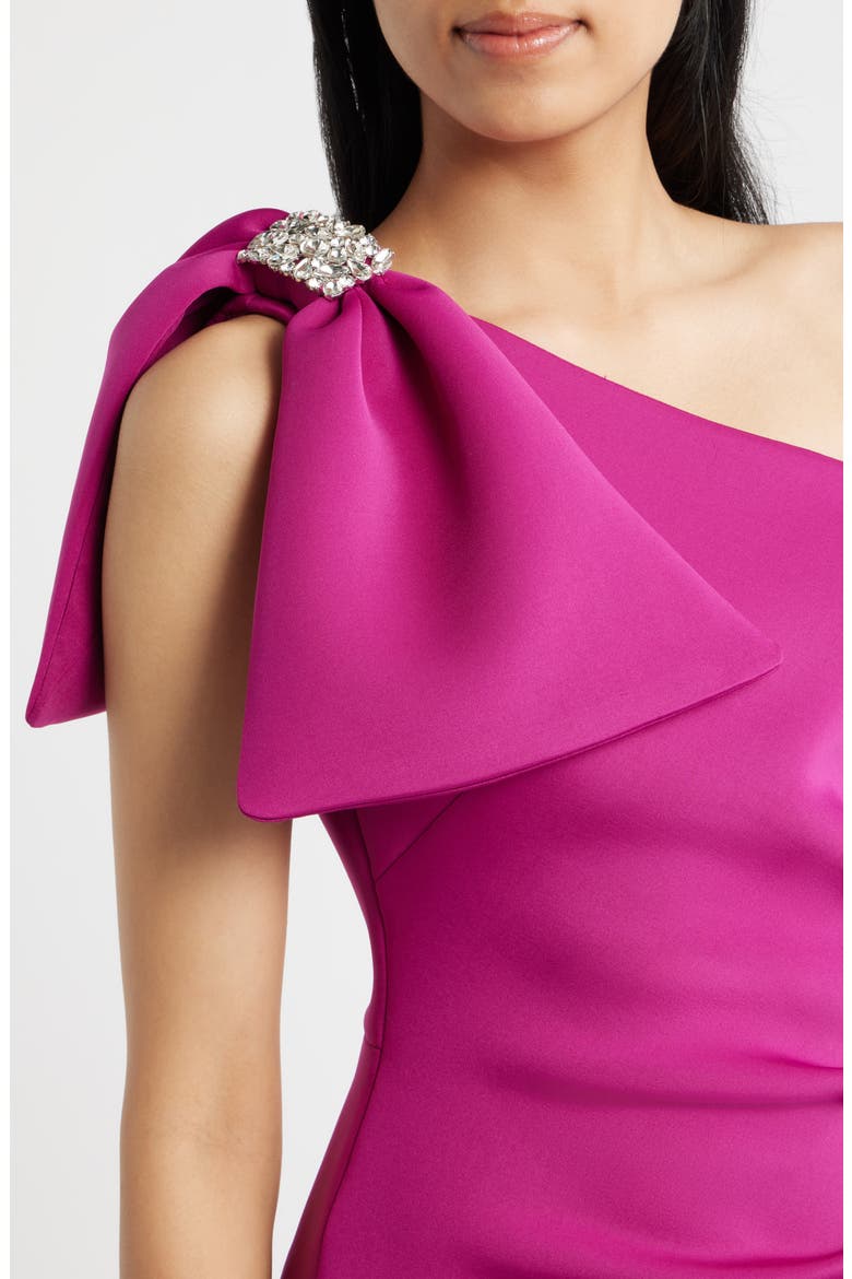 Pleated One-Shoulder Sheath Dress, Alternate, color, MAGENTA