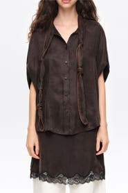 BIMBA Y LOLA Knotted neckline cape shirt