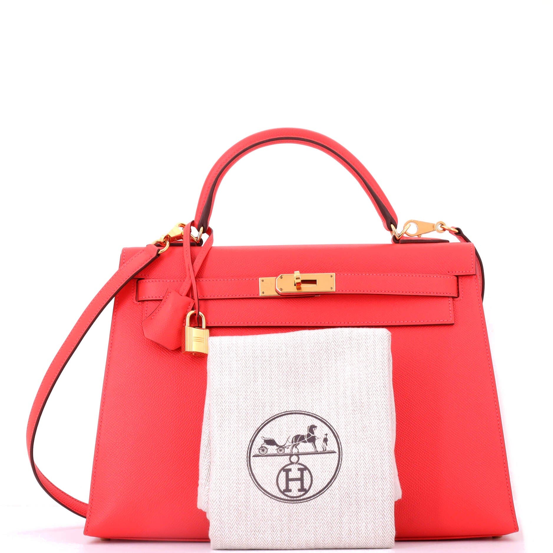 Pre-Owned Hermes Kelly Handbag Red Epsom with Gold Hardware 32, Alternate, color, Rouge Pivoine
