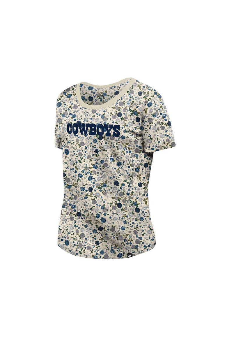 Women's New Era Cream Dallas Cowboys Glam Game Floral T-Shirt, Alternate, color, Cream