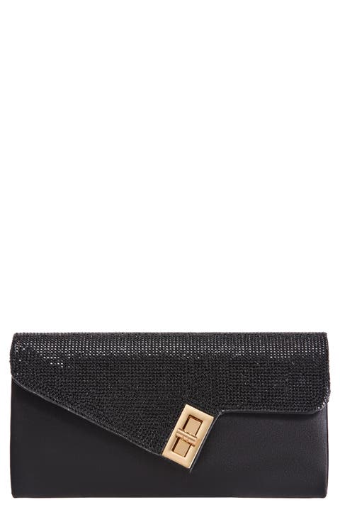 Chic Rhinestone & Satin Envelope Clutch