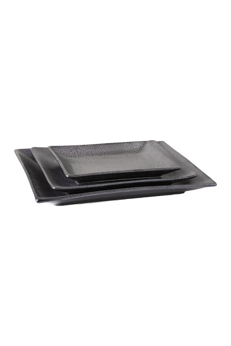 Valencia Porcelain 3-Piece Serving Plate Set, Main, color, Metallic Grey