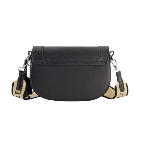 True Religion Debossed Logo Flap Shoulder Bag In Black