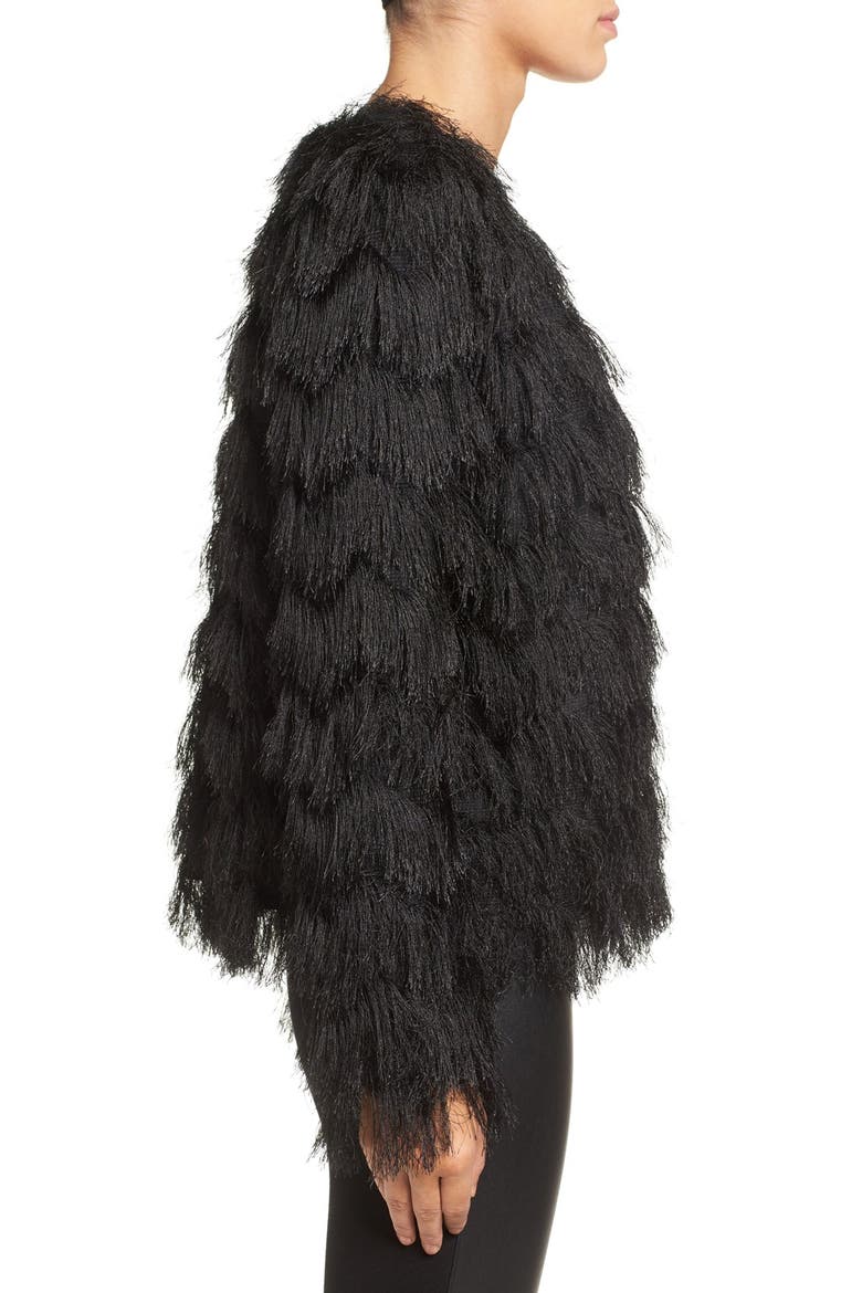 Chevron Fringe Jacket, Alternate, color, BLACK