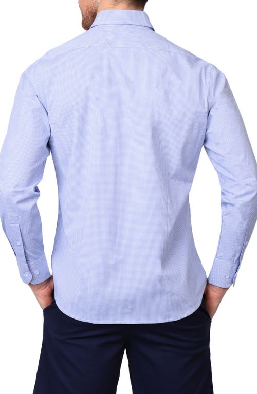 Tailorbyrd Micro Gingham Stretch Cotton Button-up Shirt In Light Blue