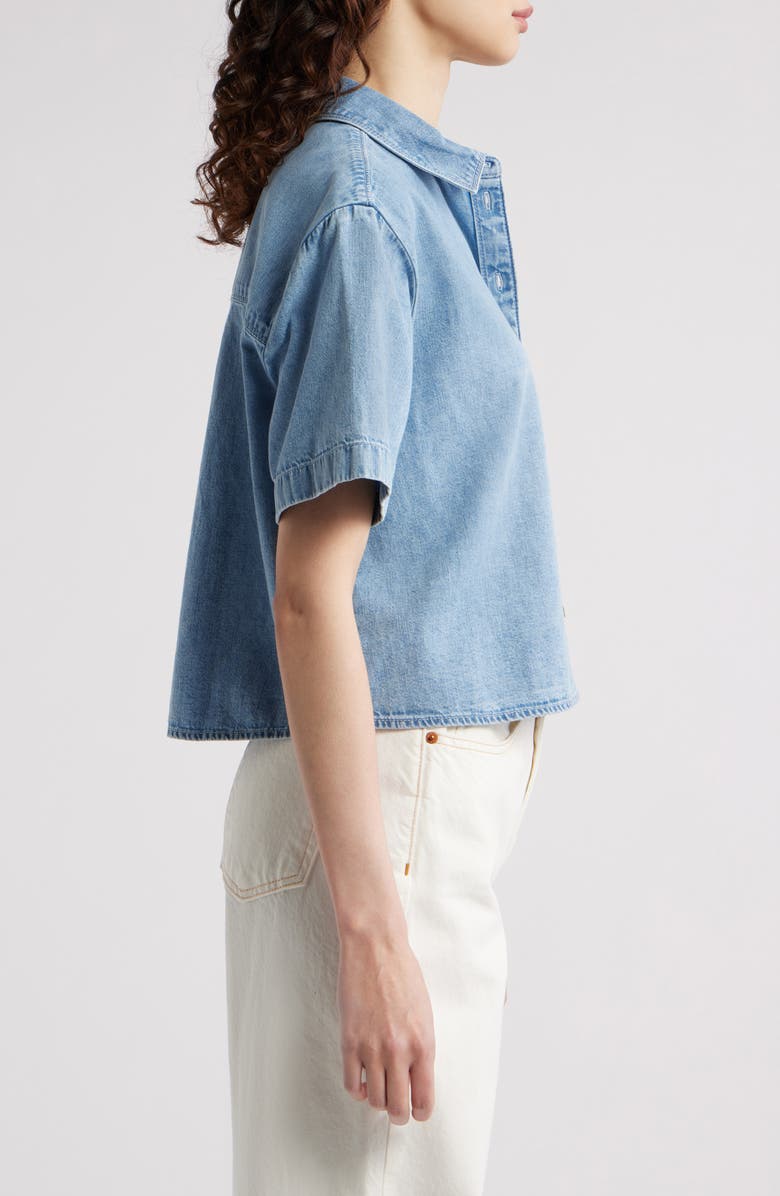 Treasure & Bond Short Sleeve Denim Button-Up Shirt, Alternate, color, Light Wash
