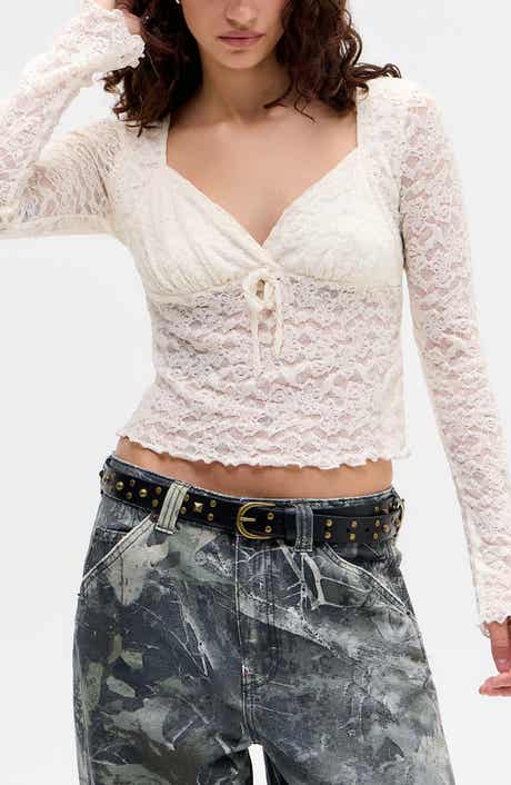 BDG Urban Outfitters Olivia Lace Long Sleeve Top