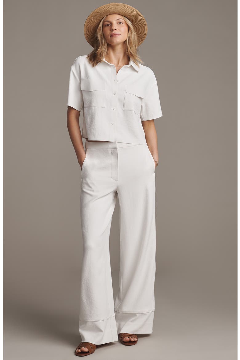 Horizon Crop Button-Up Shirt, Alternate, color, SNOW WHITE