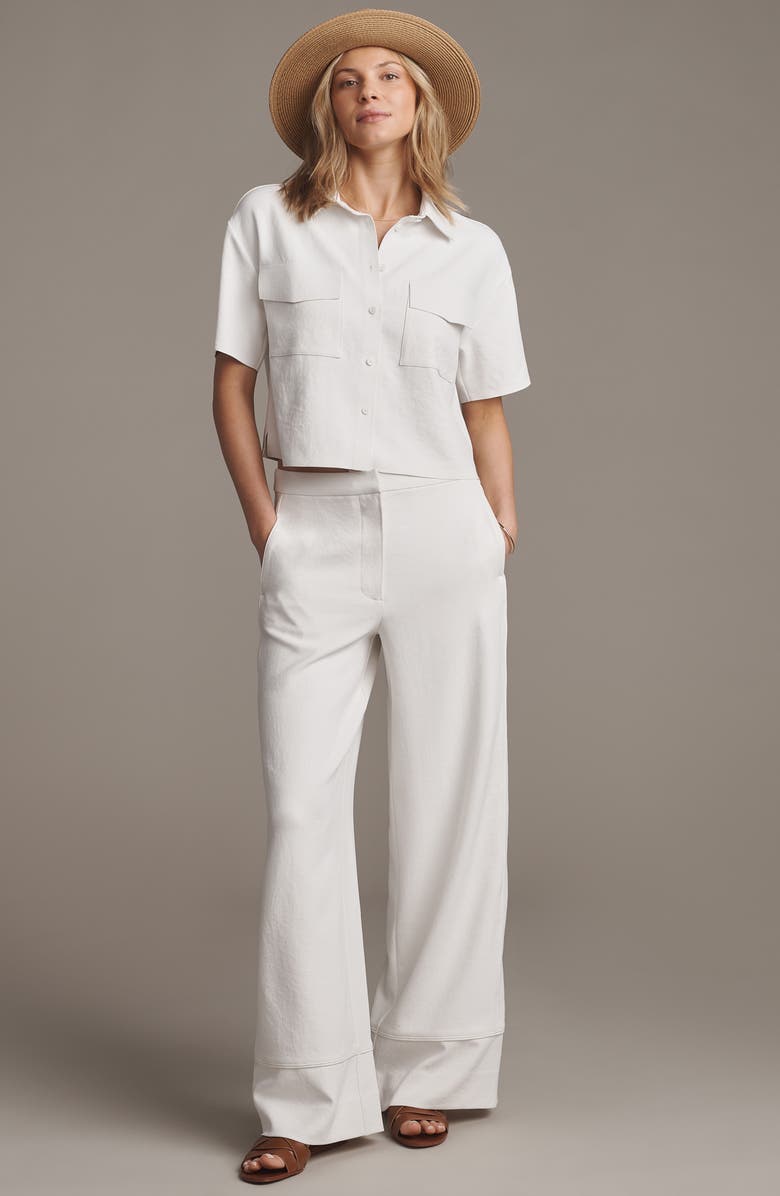 Rhone Horizon Crop Button-Up Shirt, Alternate, color, Snow White