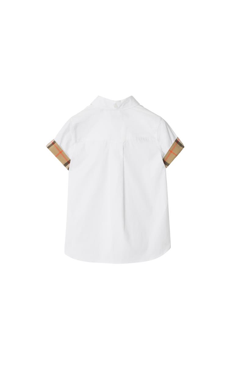 Burberry Check Trim Cotton Poplin Shirt, Alternate, color, White