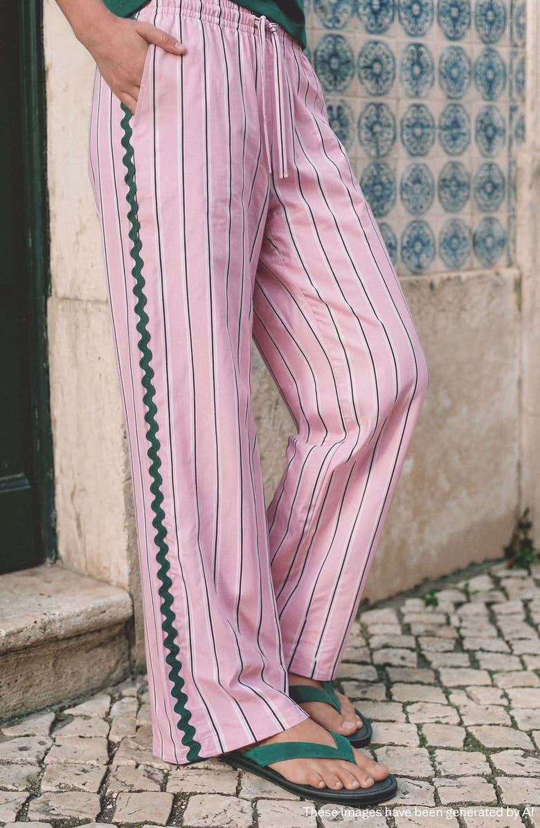 MANGO TEEN Striped RickRack Trim Pants, Alternate, color,