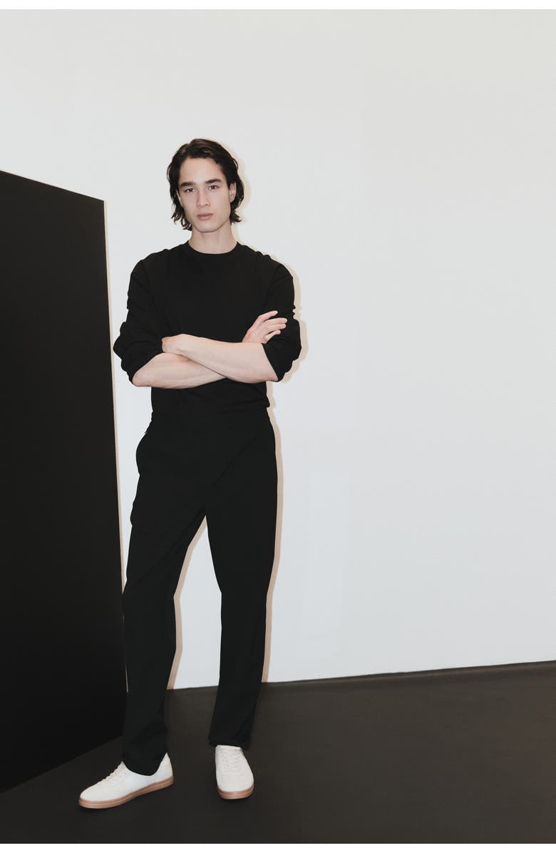 H&M Four-way stretch regular-fit pull-on pants, Alternate, color, Black