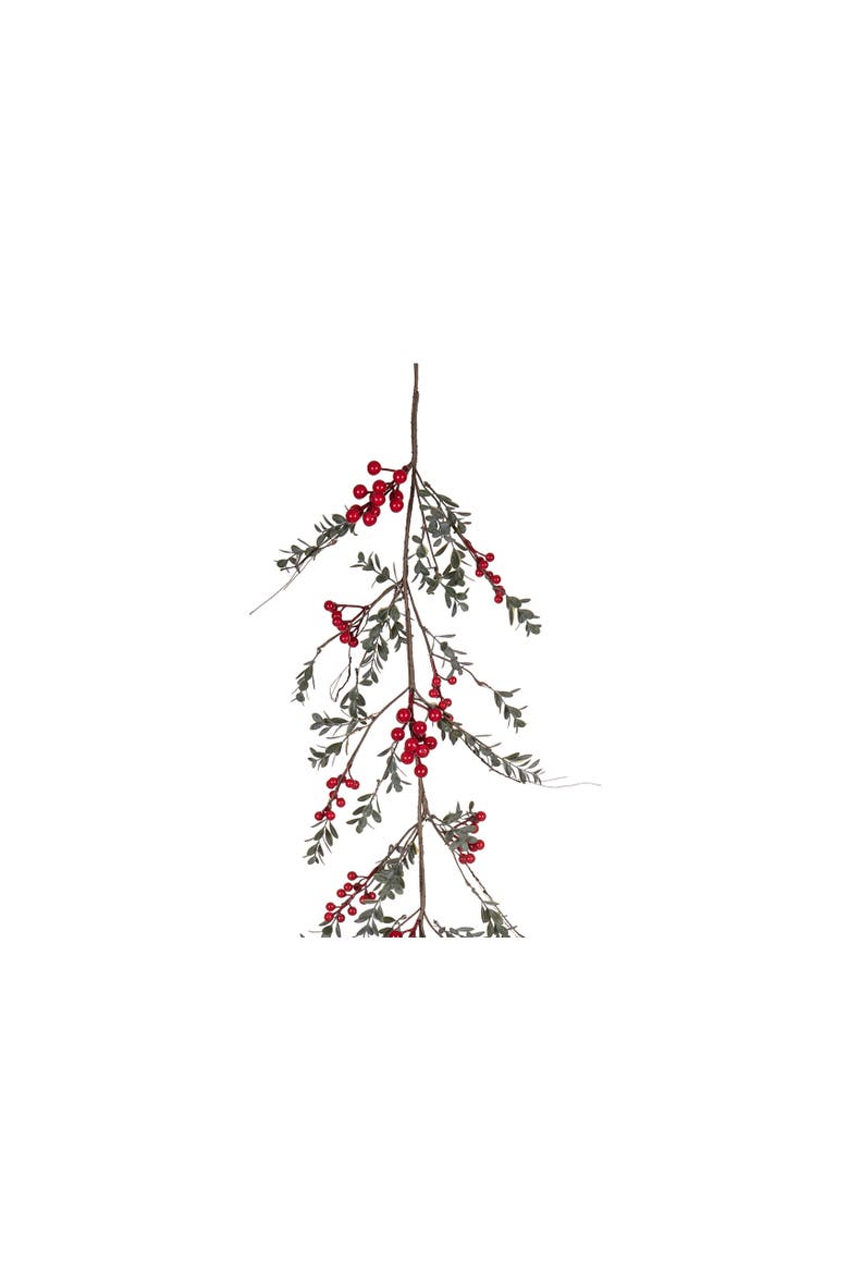 Red Berry & Tiny Leaf Garland 52", Alternate, color, Green