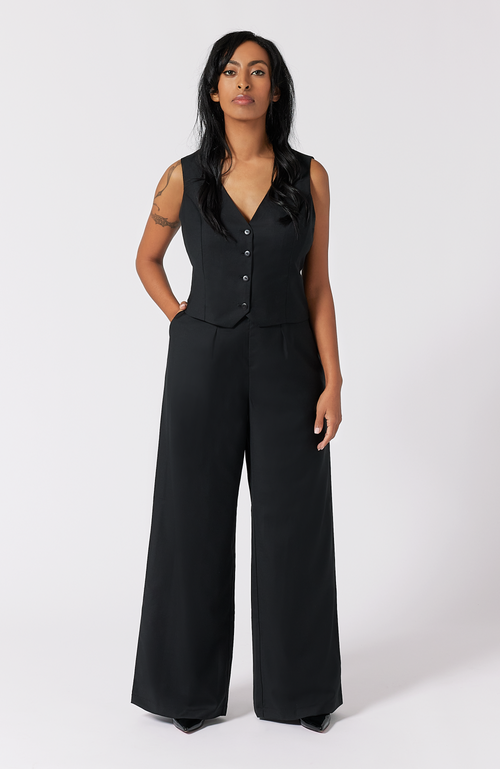 Aam The Label The Wool Wide Leg Pant For Full Hips And Thighs In Black