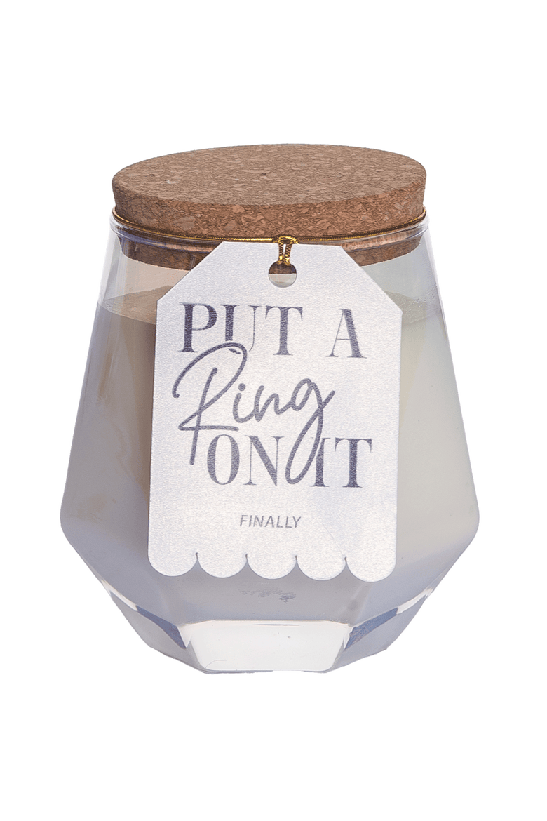 Put A Ring On It White Geometric Candle Wax White 7.7 oz Burn Time 36, Main, color, Clear