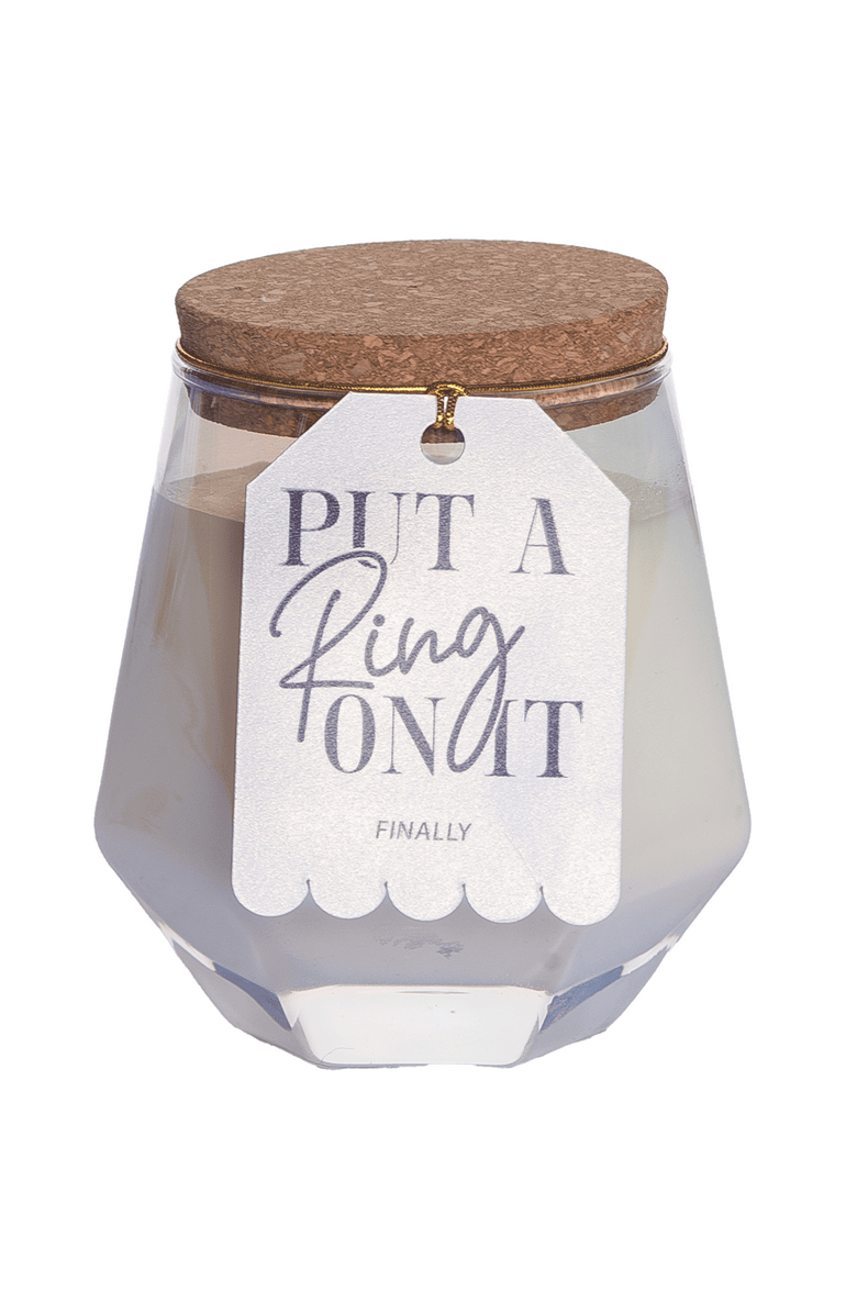 Totalee Gift Put A Ring On It White Geometric Candle Wax White 7.7 oz Burn Time 36, Main, color, Clear