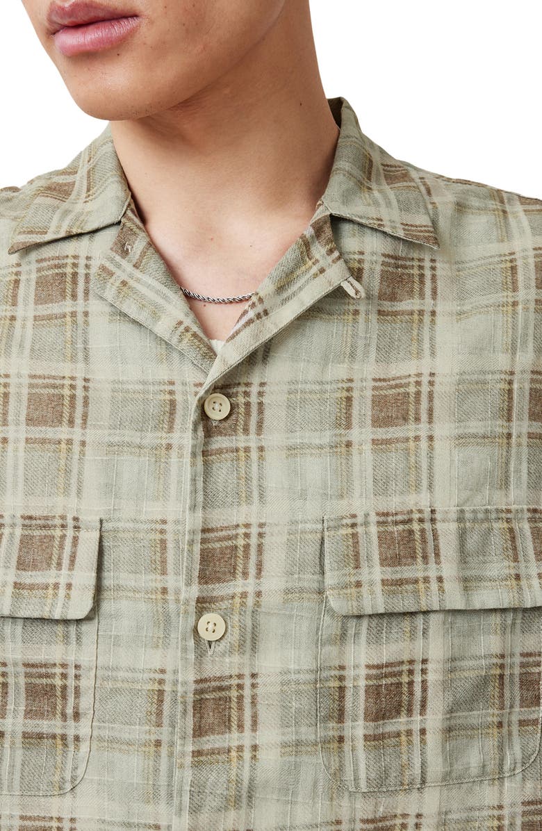 AllSaints Seattle Check Long Sleeve Camp Shirt, Alternate, color, 