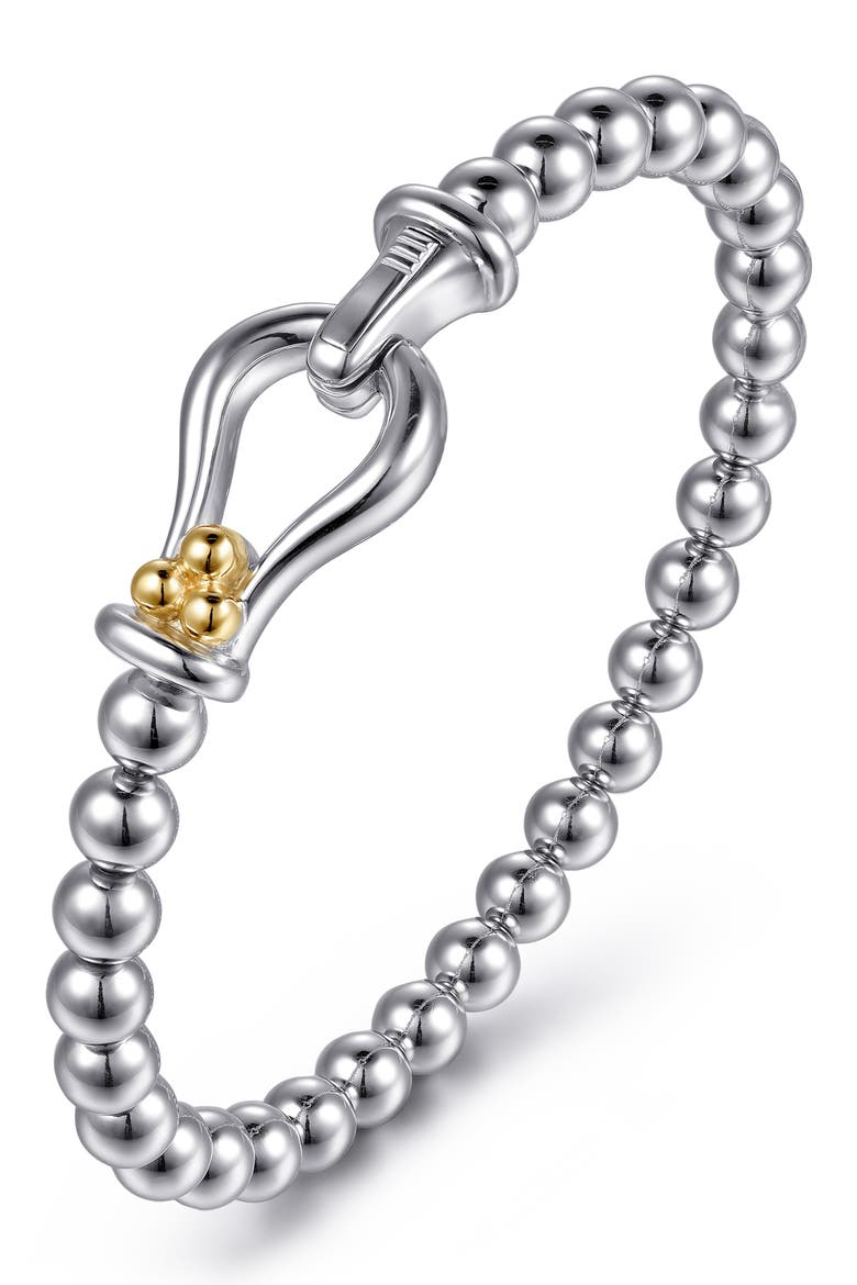 Bujukan Horse Shoe Bangle Bracelet, Alternate, color, SILVER/ 14K YELLOW GOLD