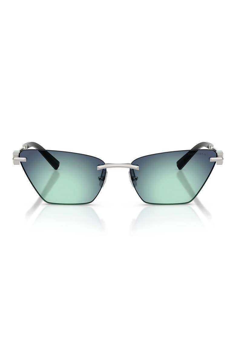 61mm Gradient Butterfly Sunglasses, Main, color, SILVER / AZURE RADIAL BLUE