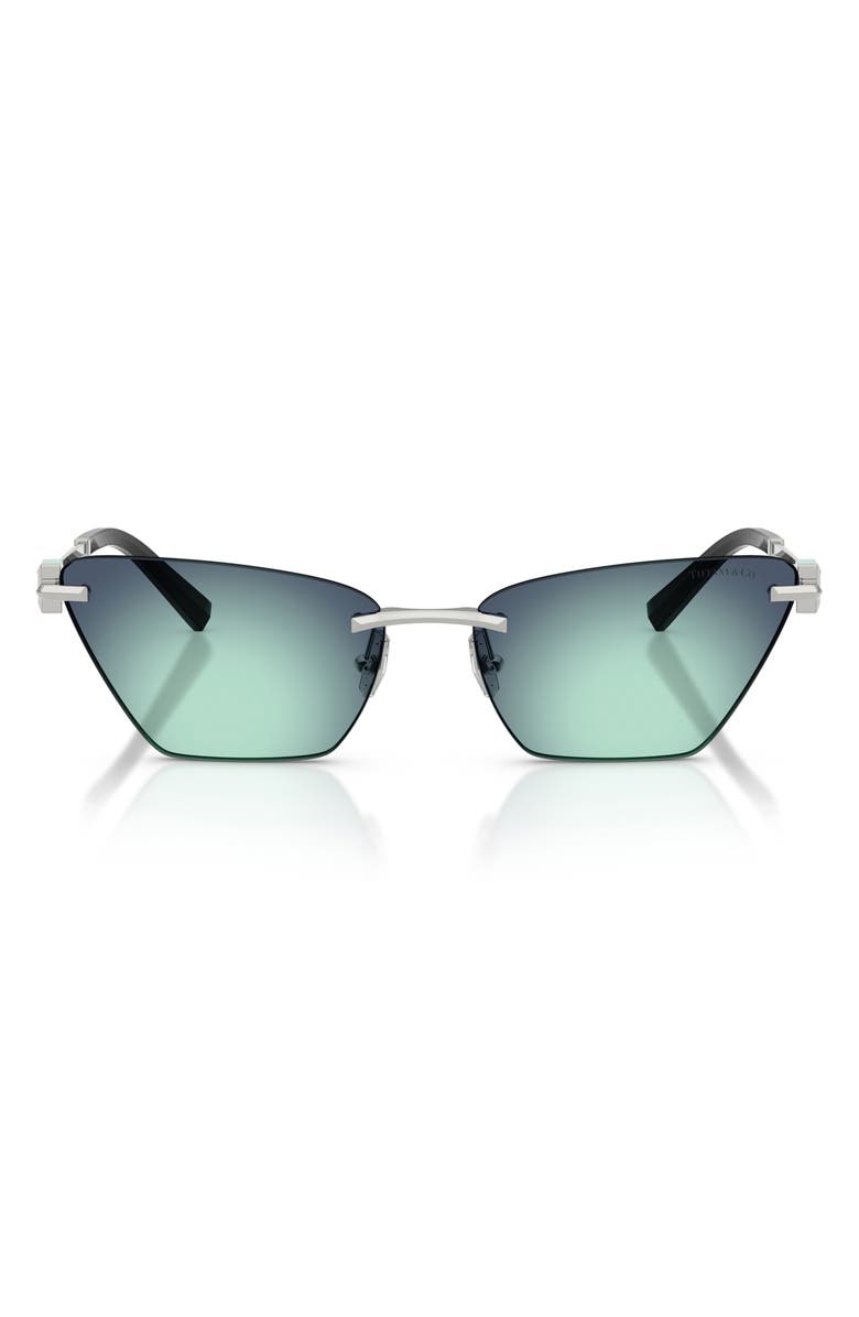 Tiffany & Co. 61mm Gradient Butterfly Sunglasses, Main, color, Silver / Azure Radial Blue
