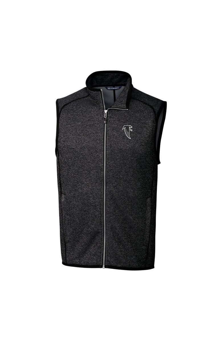 Cutter & Buck Men's Cutter & Buck Heather Charcoal Atlanta Falcons Throwback Logo Mainsail Sweater-Knit Full-Zip Vest, Alternate, color,