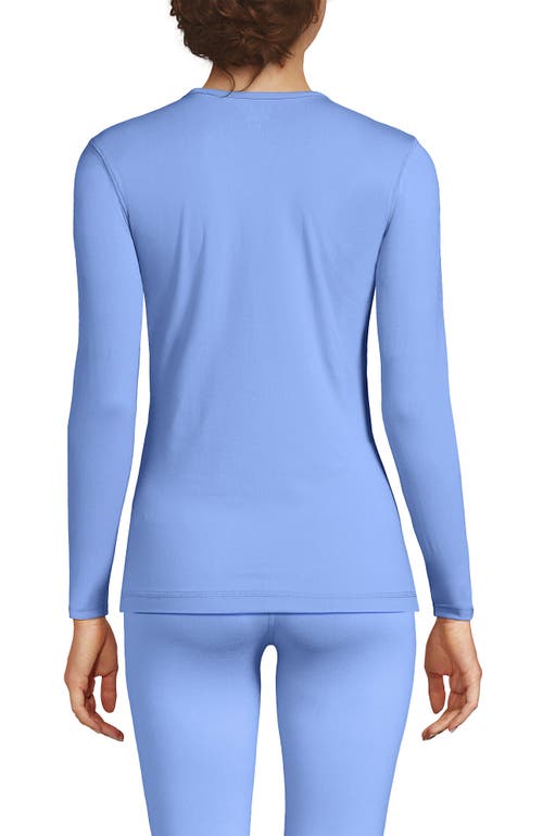 Lands' End Plus Size Baselayer Cozy Thermaskin Crewneck Top In Blue