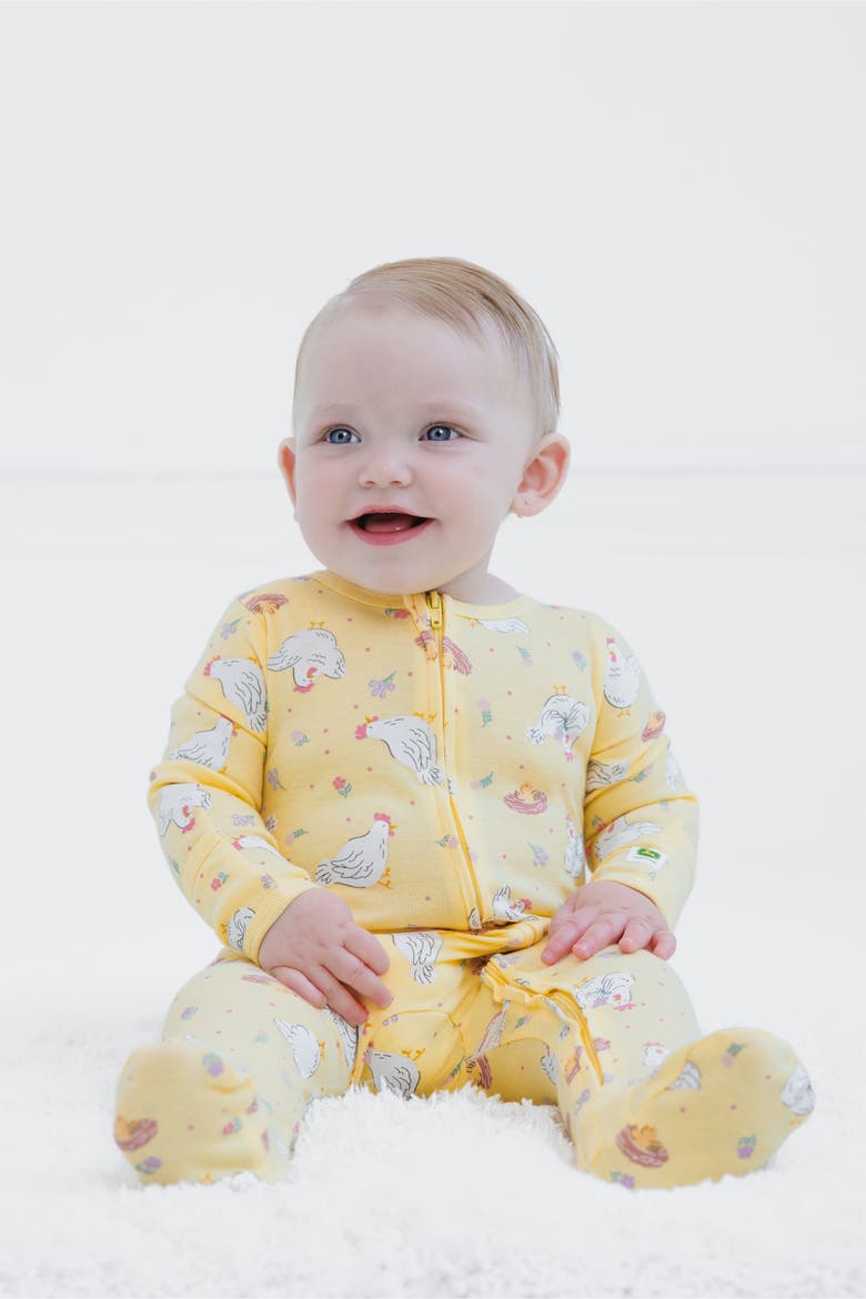 Zip-Up Footed Sleep N Play, Alternate, color, Pale Yellow Floral