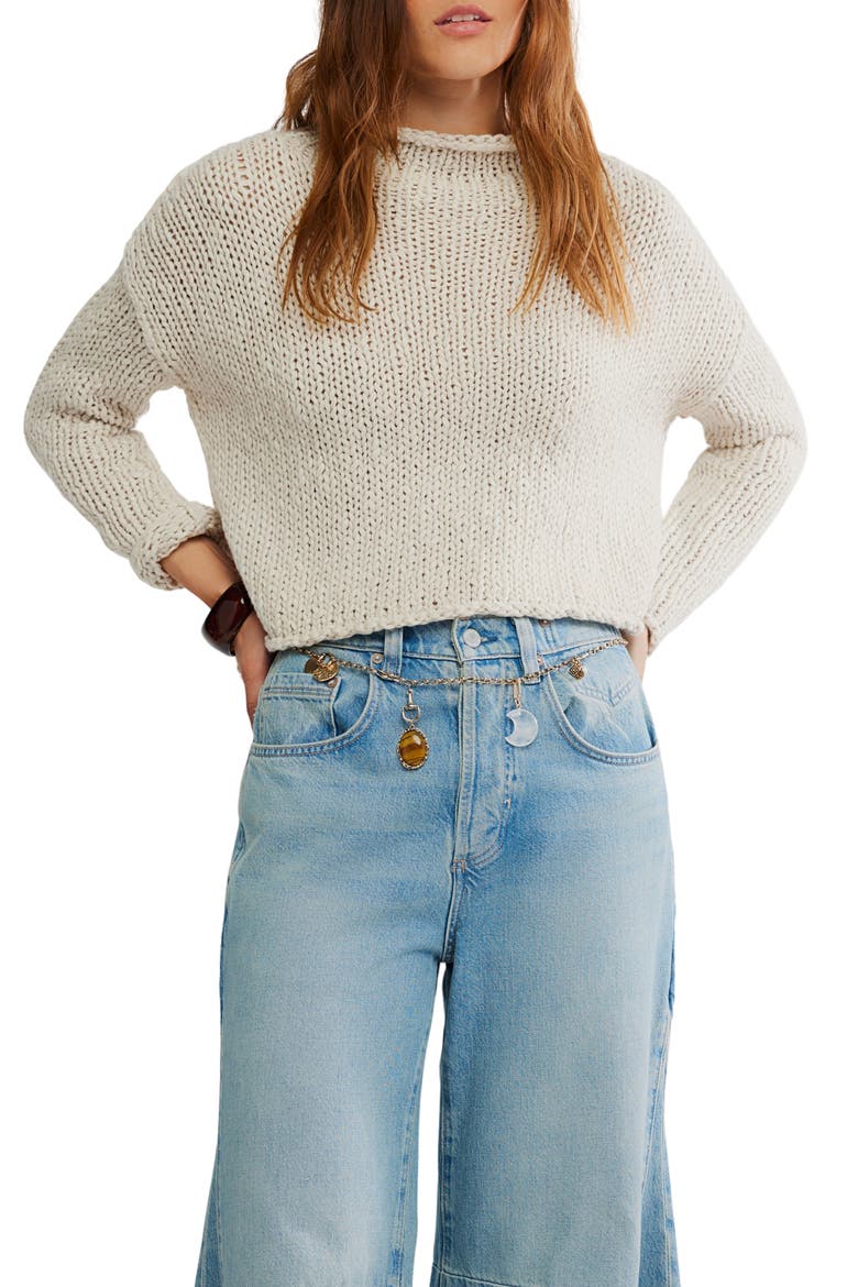 Opal Roll Neck Crop Sweater, Main, color, TEA