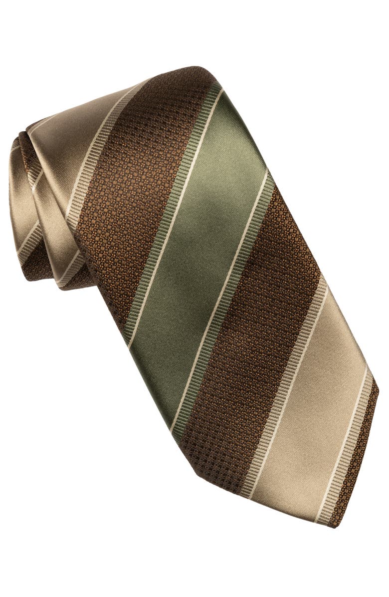Elizabetta Ferrari - Silk Jacquard Tie for Men, Main, color, Green And Brown