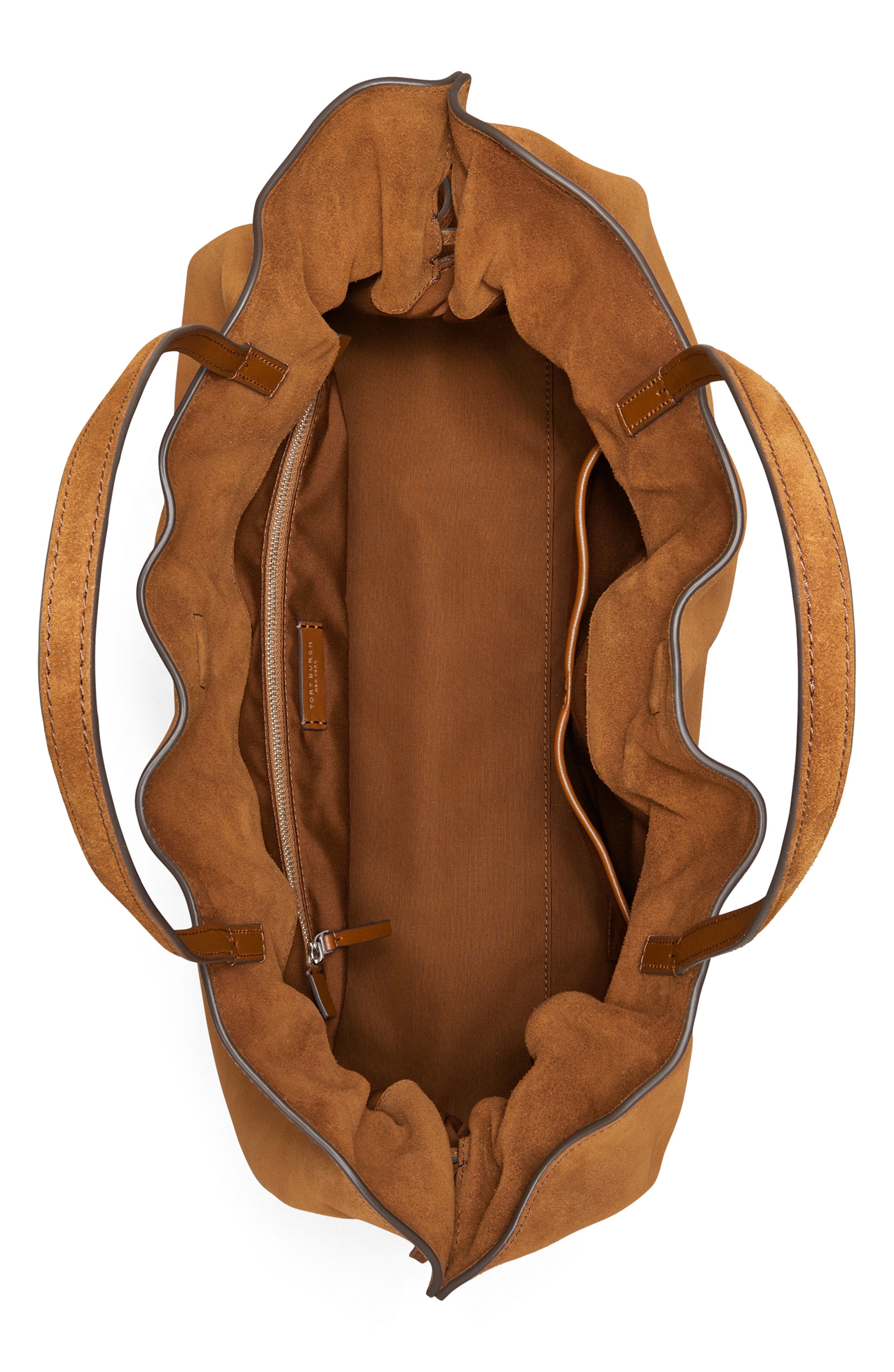 Ella Suede Drawstring Tote, Alternate, color, CARAMEL