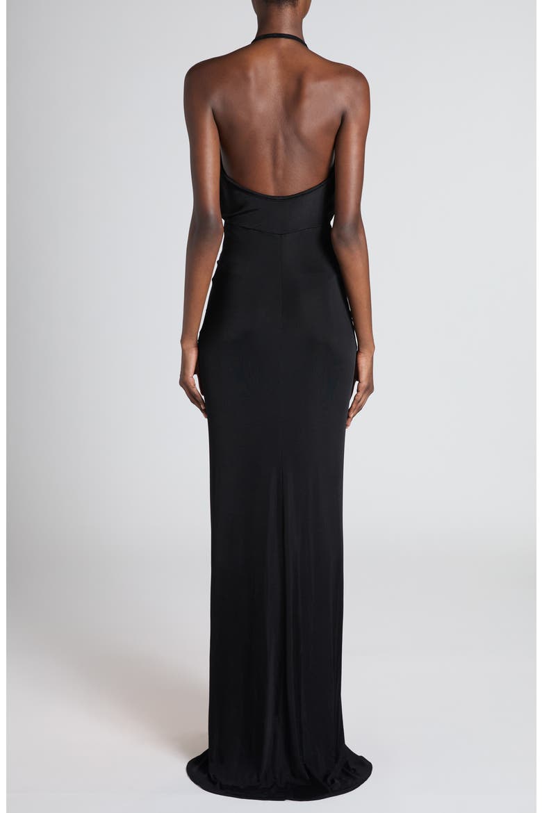 Plunge Halter Gown, Alternate, color, BLACK