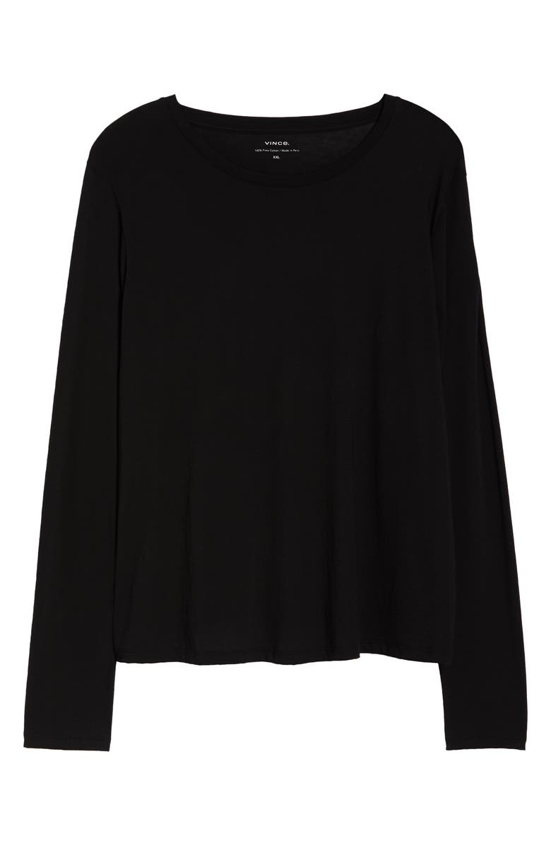 Vince Essential Long Sleeve Pima Cotton Top, Alternate, color, Black