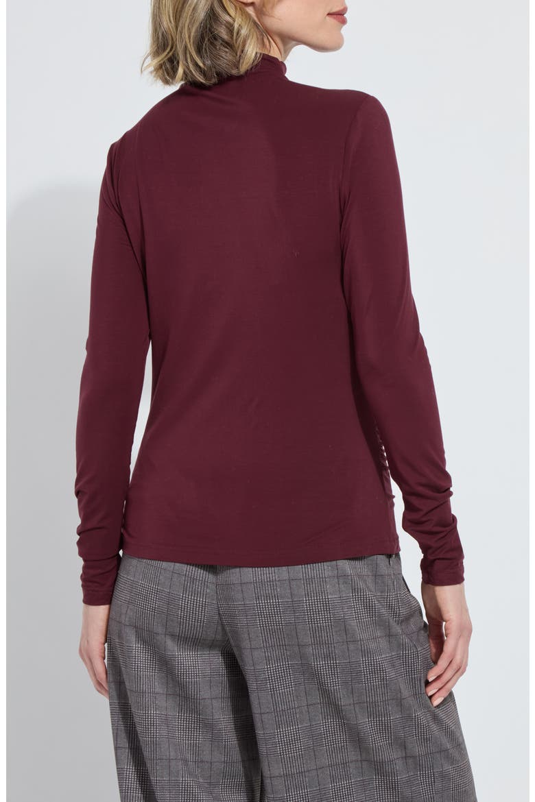 Jovita Ruched Funnel Neck Top, Alternate, color, DK PLUM