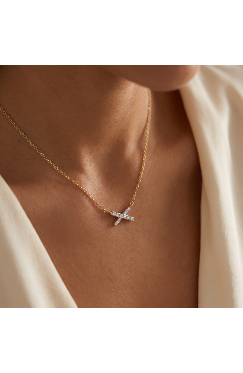 Bliss Diamond 1/5Ct TW Diamond X Cross Pendant Gold Women's Necklace 18" Lab Grown, Alternate, color, 10K Yellow Gold