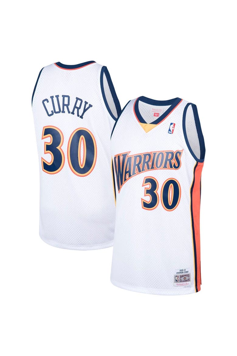 Men's Mitchell & Ness Stephen Curry White Golden State Warriors Hardwood Classics Swingman Jersey, Main, color, White