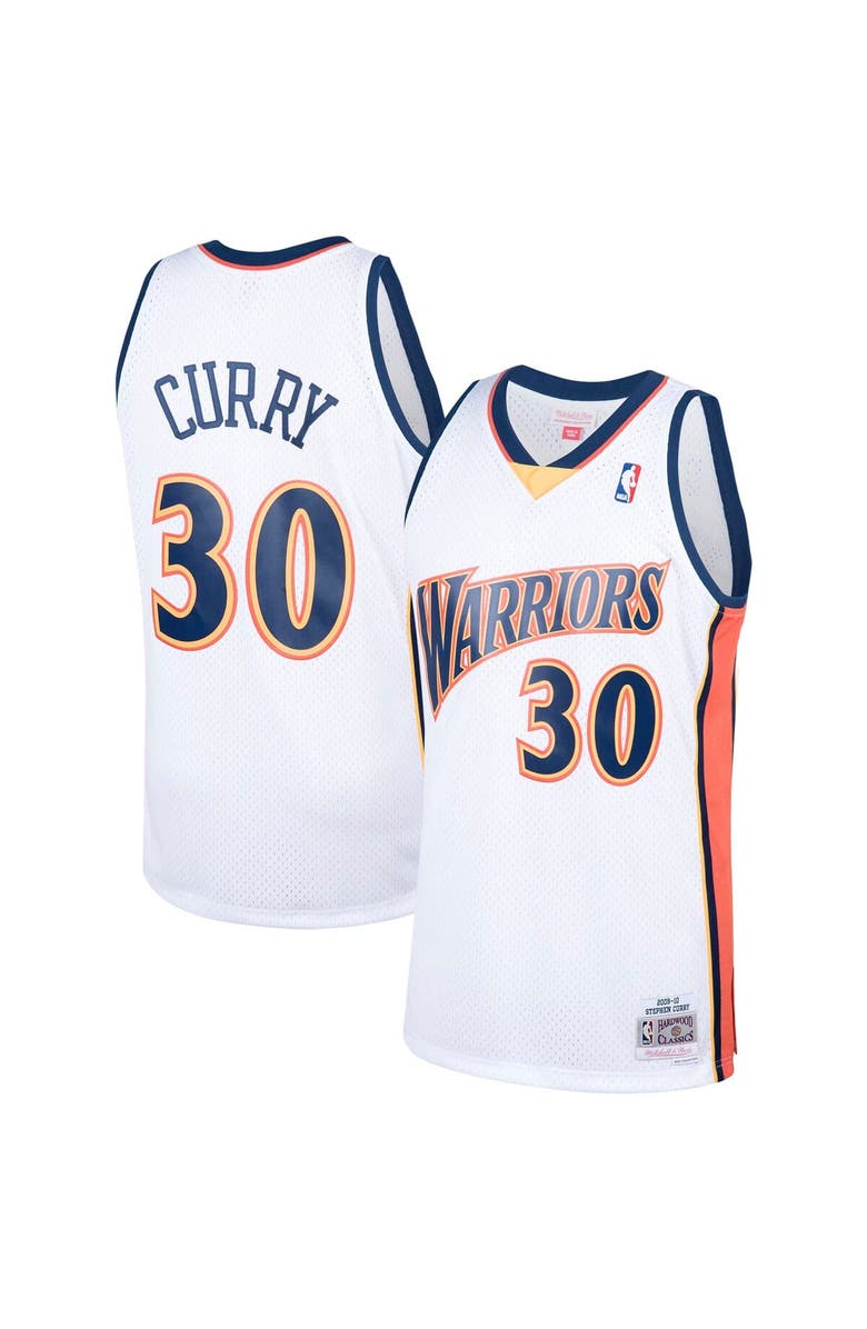 Mitchell & Ness Men's Mitchell & Ness Stephen Curry White Golden State Warriors Hardwood Classics Swingman Jersey, Main, color, White