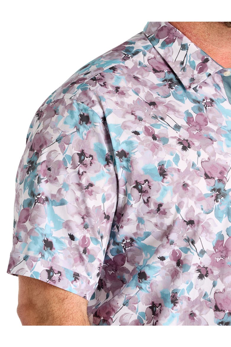 Big & Tall Watercolor Floral Sport Shirt V3, Alternate, color, WHITE BLUE PURPLE