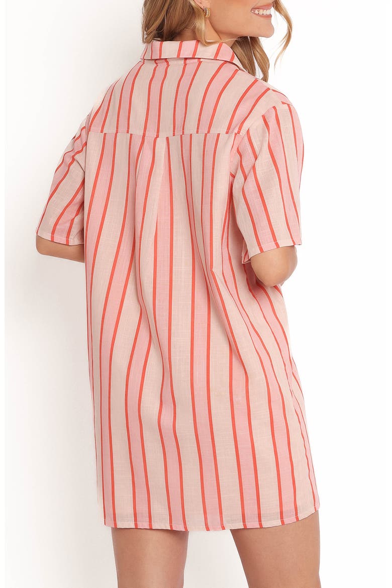 Norah Stripe Cotton Mini Shirtdress, Alternate, color, PINK STRIPE